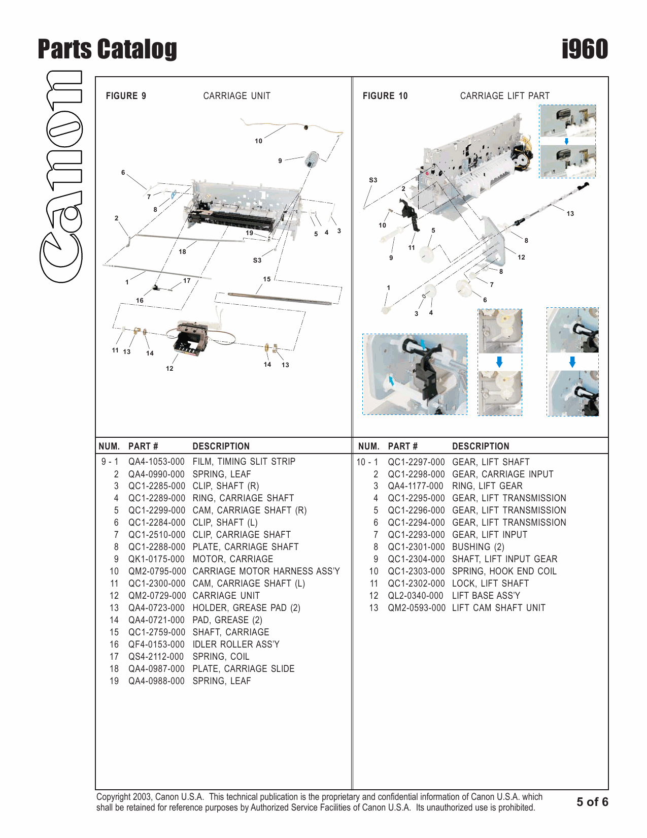 Canon PIXUS i960 Parts Catalog Manual-6